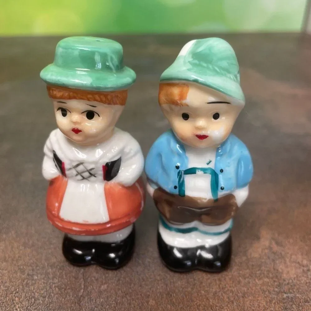 Vintage 1950s Goebel German Boy & Girl Salt & Pepper Shaker Set
